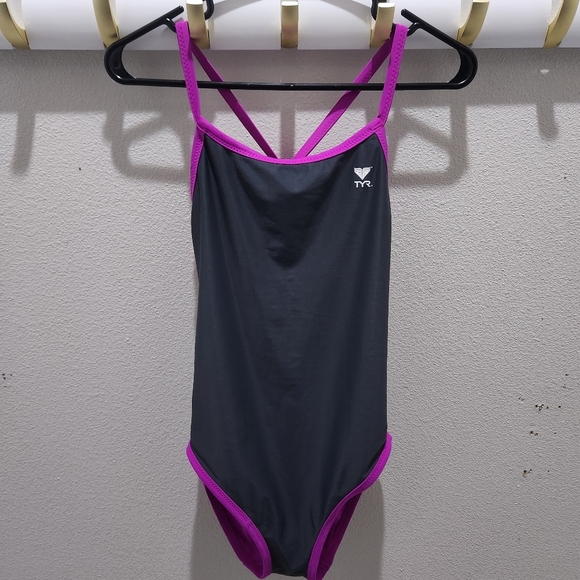 TYR Diamondfit Reversible Solid Purple & Gray One Piece Swimsuit Sz S - Picture 7 of 10